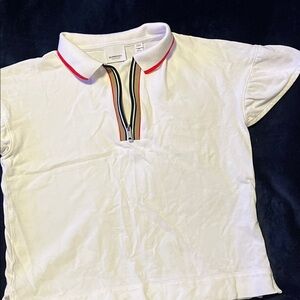 Burberry White Polo with Red and Black Trim